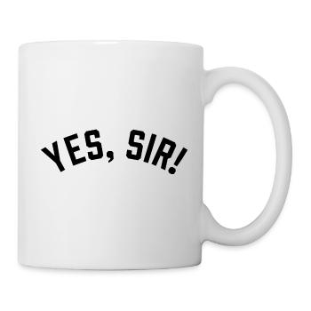 "Yes, sir!" college style black - Mug - white - Right