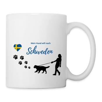 Mein Hund will nach Schweden, w - Tasse - Weiß - Rechts