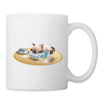 Niedliche Siam Katze - Katzenfamilie - Tasse - Weiß - Rechts
