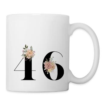 Blumen zum 46-jährigen Jubiläum (Geschenk von 46 Jahren) - Tasse - Weiß - Rechts