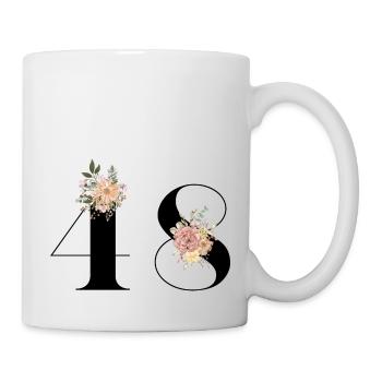 Blumen zum 48-jährigen Jubiläum (Geschenk von 48 Jahren) - Tasse - Weiß - Rechts