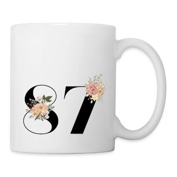 87e anniversaire fleuris (Cadeau de 87 ans) - Mug blanc - blanc - Droite