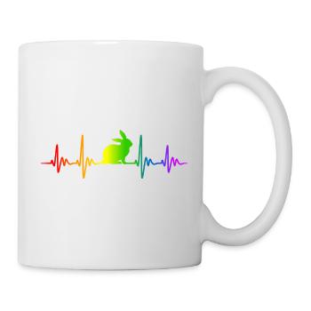 Rabbit Rabbit Rainbow Colors Pulse ECG Heart - Mug - white - Right