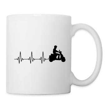 Roller Fahrer Roller Motorrad Herzschlag - Tasse - Weiß - Rechts