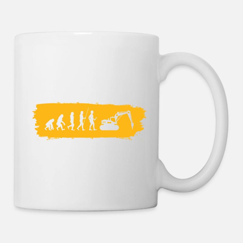 Evolution hin zum Bagger - Tasse - Weiß