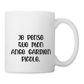 je pense que mon ange gardien picole - Mug blanc - blanc - Droite
