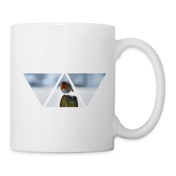 Vogel Dreieck Natur Schnee Winter Geschenk - Tasse - Weiß - Rechts