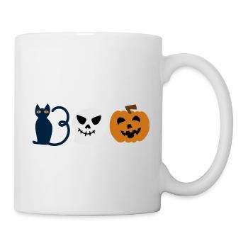 Enfants mignons Halloween Boo, Chat, Fantôme, Citrouille - Mug blanc - blanc - Droite