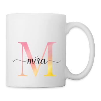 M | Monogramme | Nom | Mira | Aquarelle - Mug blanc - blanc - Droite