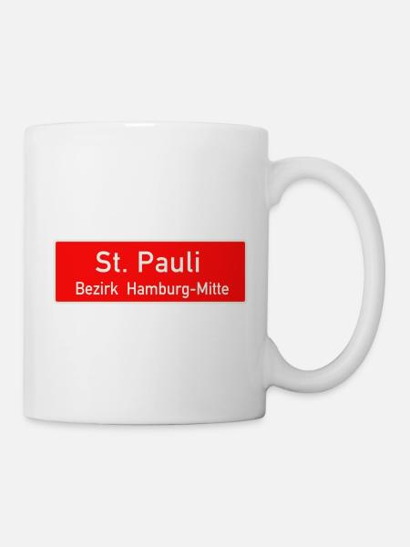 St. Pauli Hamburg Bezirksschild - Tasse - Weiß
