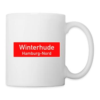 Winterhude - Ortsschild/Bezirksschild Hamburg - Tasse - Weiß - Rechts