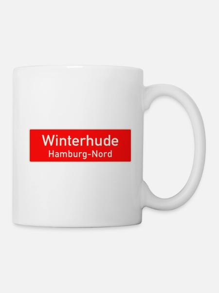 Winterhude - Ortsschild/Bezirksschild Hamburg - Tasse - Weiß