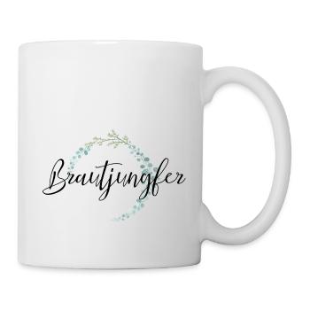 Brautjungfer Schriftzug für JGA / Hochzeit - Tasse - Weiß - Rechts