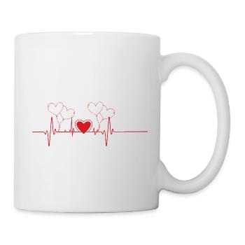 Herz Herzschlag Love Valentinstag - Tasse - Weiß - Rechts