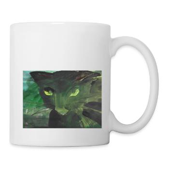 schwarze Katze - Tasse - Weiß - Rechts