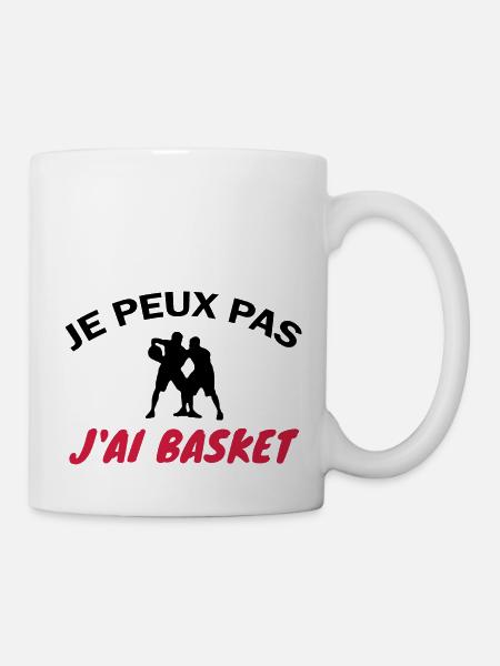 je peux pas j ai basket / cadeau humour basket - Mug blanc - blanc