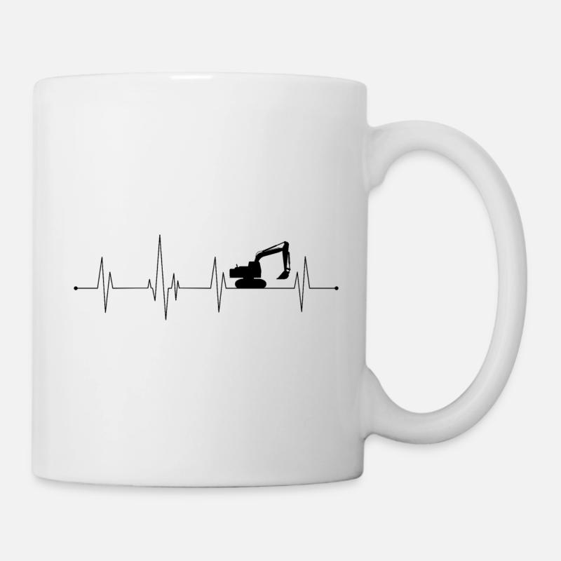 Bagger Herzschlag - Tasse - Weiß