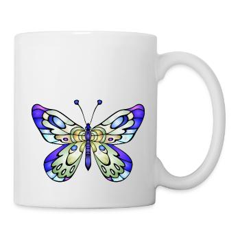 Bunter Schmetterling - Tasse - Weiß - Rechts