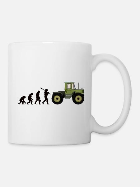 Unimog - Evolution - Oldtimer - Offroad - MB Trac - Tasse - Weiß