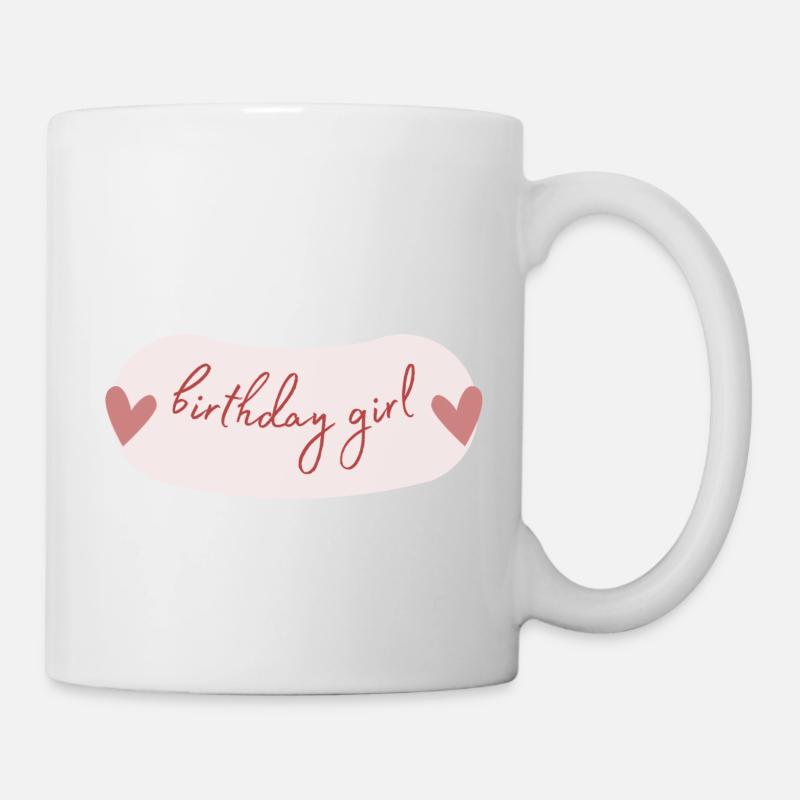 Lettrage de fille d’anniversaire avec des coeurs - Mug blanc - blanc