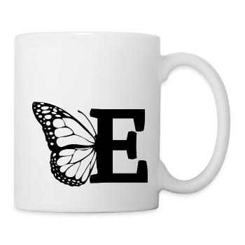 Buchstabe E Schmetterling - Tasse - Weiß - Rechts