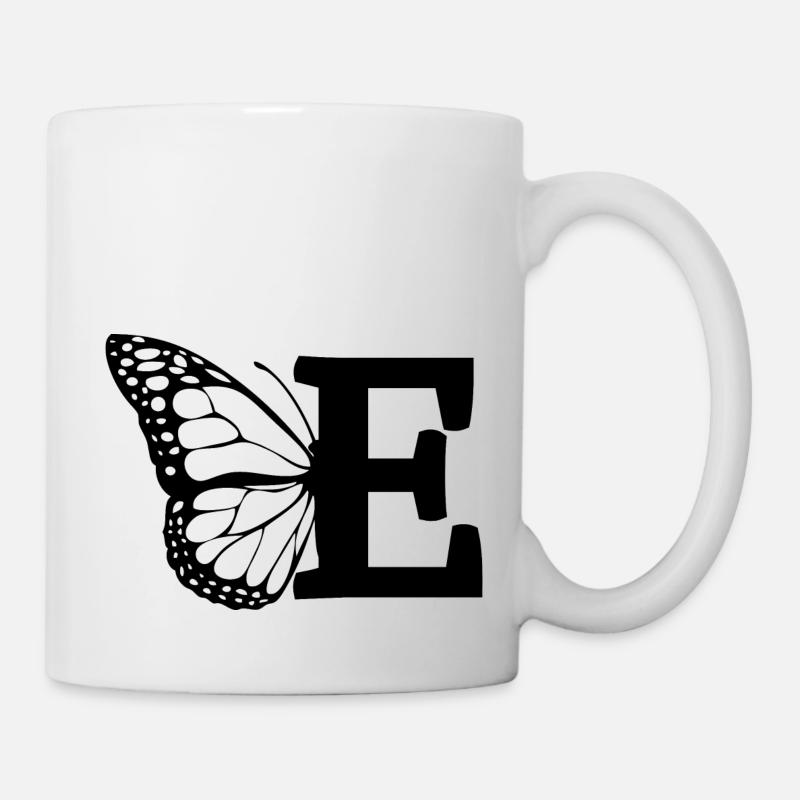 Buchstabe E Schmetterling - Tasse - Weiß