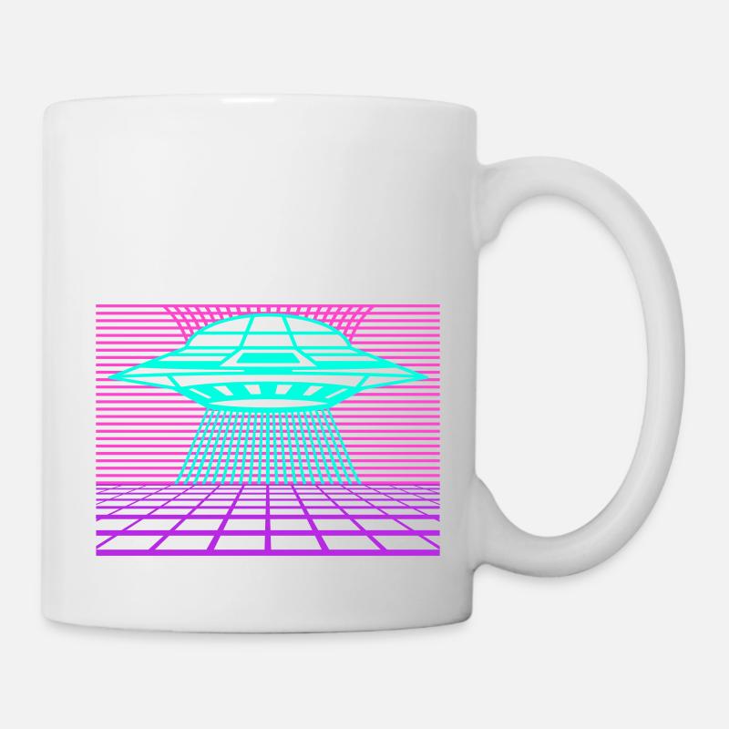 Découvrez notre Retro Style Vintage Design UFO - Mug blanc - blanc
