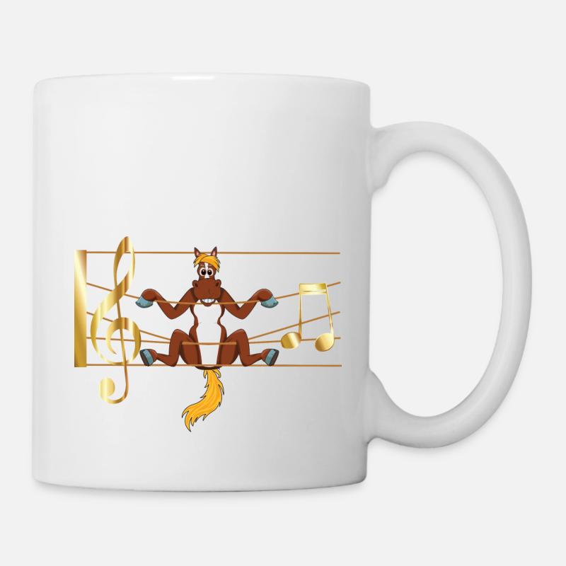 Pferd süß und glücklich in Noten - Tasse - Weiß