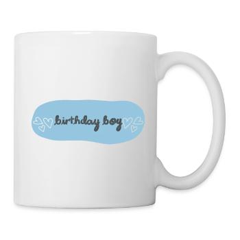 Birthday Boy Schriftzug mit Herzen - Tasse - Weiß - Rechts