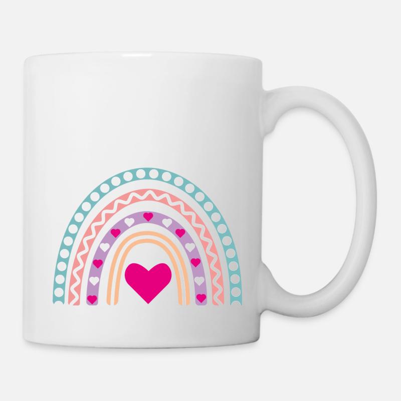Boho Rainbow in sanften Farben - Tasse - Weiß