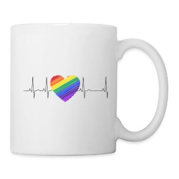 Herzklopfen Herz Regenbogen Diversität - Tasse - Weiß - Rechts