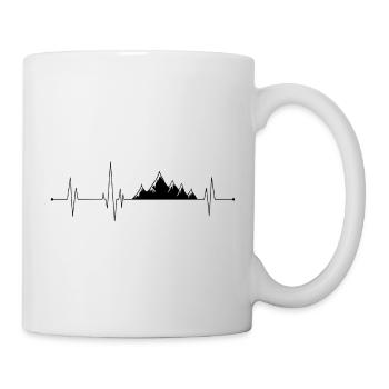 Berge Klettern Wandern Herzschlag schwarz - Tasse - Weiß - Rechts
