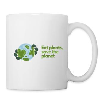 Eat plants save the planet - Vegan - Tasse - Weiß - Rechts