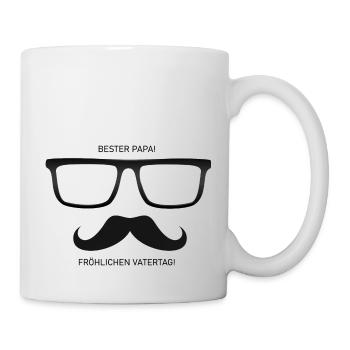 Bester Papa Brille Schnauzbart - Vatertag Geschenk - Tasse - Weiß - Rechts