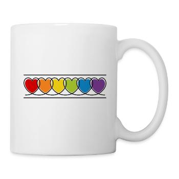 LGBT CSD LGBTQ+ HERZ REGENBOGEN HERZEN PRIDE MONTH - Tasse - Weiß - Rechts