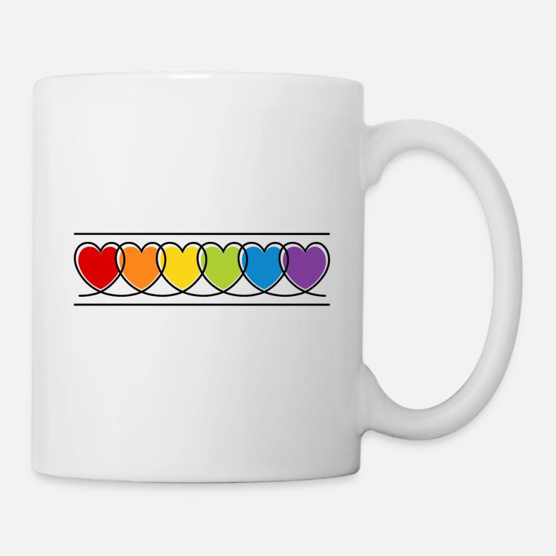 LGBT CSD LGBTQ+ COEUR ARC-EN-CIEL COEURS MOIS DE LA FIERTÉ - Mug blanc - blanc