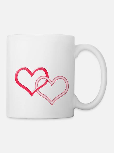 Deux cœurs connectés - Mug blanc - blanc
