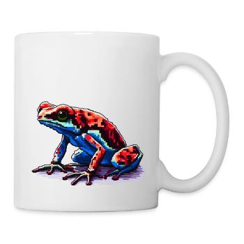 Grenouille dendrobate empoisonnée colorée en aspect pixel 8 bits - Mug blanc - blanc - Droite