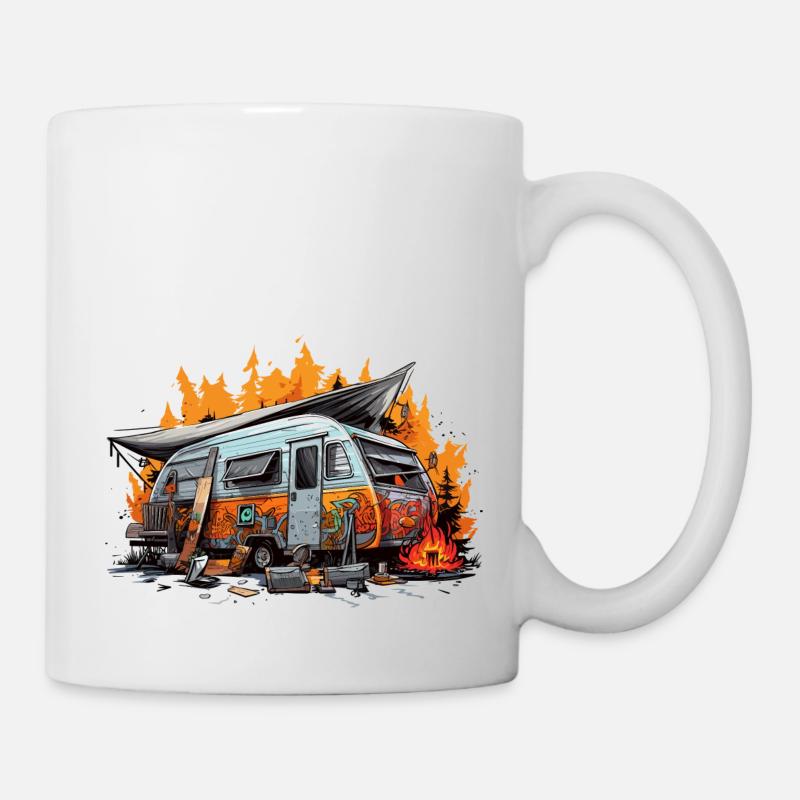 Evening by the Bonfire. Retro holidays. - Mug - white