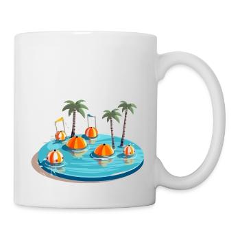 Piscine palmiers et ballons - Mug blanc - blanc - Droite