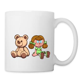 Cartoon Teddy Bear And Doll - Mug - white - Right