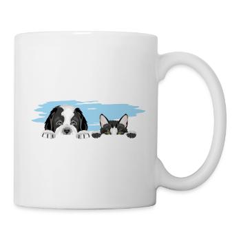 Spähender Bernhardinerwelpe und niedliche Katze - Tasse - Weiß - Rechts