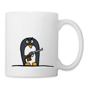 Penguin with pistol - Mug - white - Right