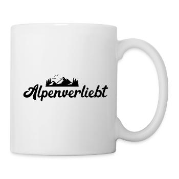 Alpenverliebt, Alpen, Berge, Wandern - Tasse - Weiß - Rechts