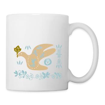Friedenstaube mit Lotusblume - Tasse - Weiß - Rechts