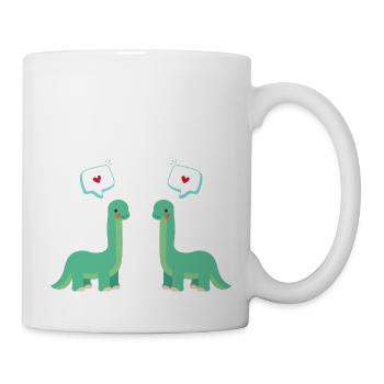 Dino couple: Dinosaur couple in love - Mug - white - Right