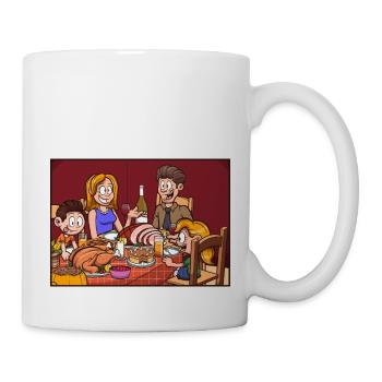Familie mit einem Thanksgiving-Dinner - Tasse - Weiß - Rechts