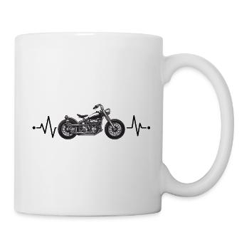 Motorradfahrer Heartbeat Line Motorrad Geschenk - Tasse - Weiß - Rechts