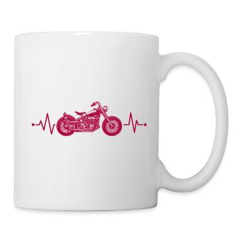 Motorradfahrer Heartbeat Line Motorrad Geschenk - Tasse - Weiß - Rechts