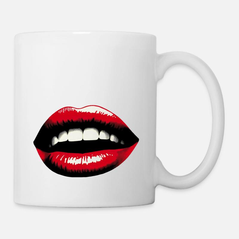 Sinnliche Lippen Roter Lippenstift - Tasse - Weiß